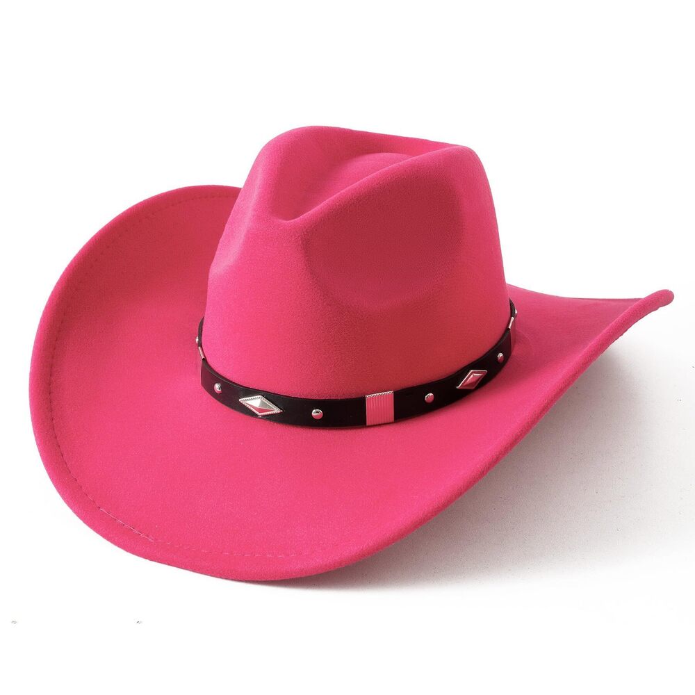 1719 Classic Felt Wide Brim Western Cowboy Cowgirl Hat with Belt